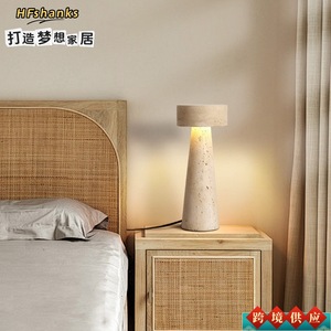 Lámpara de mesa de travertino estilo Wabi Sabi chino, con fuente de luz LED E27, para sala de estar, dormitorio, lámpara de noche de diseño. - Product Image 5