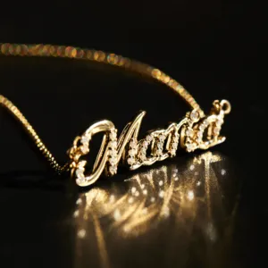 2024 Unique 14K Solid Gold 925 Sterling Silver Snowy name necklace with moissanite stones Gold Jewelry wholesale for Personal