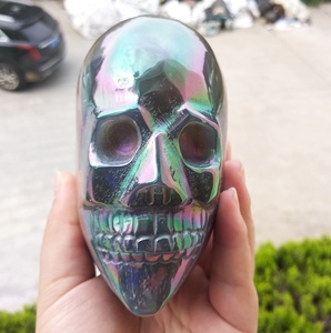 Commercio all'ingrosso naturale agata doppio del cranio del cuore galvanotecnica arcobaleno <span class=keywords><strong>geode</strong></span> agata cuore di guarigione di <span class=keywords><strong>pietra</strong></span> di cristallo per la decorazione - Product Image 6