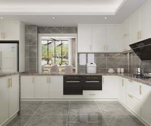 Armoires de cuisine modernes en forme de U de style américain 2024, portes shaker blanches, armoires de cuisine de luxe - Product Image 2