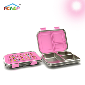 OEM Custom Print Flat 304 Stainless Steel Bento Box Leakproof Kids School Lunch Box with Leak-proof <b>Sauce</b> <b>Pot</b> - Product Image 3