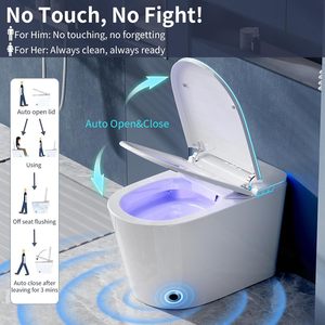 Toilette intelligente moderne avec bidet, siège chauffant, lumière nocturne, capteur de pied, désodorisation automatique, télécommande, garantie 3 ans - Product Image 1