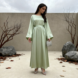 Robe Abaya en satin polyester de luxe pour femmes musulmanes, élégante, sur mesure, fournisseur OEM en gros - Product Image 3
