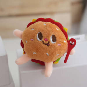 Karikatür Hamburger kızartması Hot <span class=keywords><strong>Dog</strong></span> tavuk bacağı dolması peluş oyuncak kapmak makinesi bebek çantası peluş oyuncak - Product Image 4