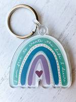 Porte-clés en acrylique transparent personnalisé avec affirmation positive arc-en-ciel bohème, double face