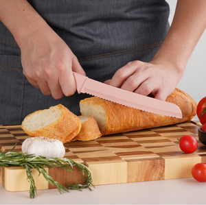 طقم سكاكين شيف جديد مكون من 14 قطعة باللون الوردي من الفولاذ المقاوم للصدأ مع مقبض خشبي للاستخدام في المطبخ في التجارة الخارجية JYTD10025 - Product Image 4