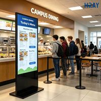 Kiosque numérique Android sur pied HRAY 43 pouces, durée de vie de 50 000 heures, pour la diffusion des menus alimentaires des cantines universitaires, prise en charge OEM ODM