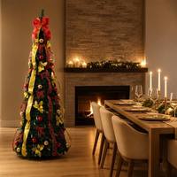 Sapin de Noël pré-éclairé pliable de 7,5 pieds, pointes en PE effet naturel, arbre artificiel pop-up avec lumières LED blanc chaud pour la décoration des fêtes