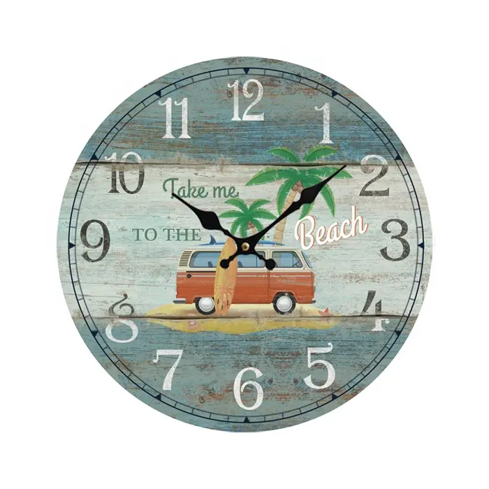 SHABBY CHIC MDF WOODEN ROUND WALL CLOCK HOME GOODS WALL DECOR