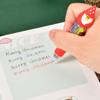 Stylo bille créatif de Noël, mignon, dessin animé, mini, 4 couleurs, papeterie étudiante, cadeau, stylo à encre huileuse, multicolore, vente en gros