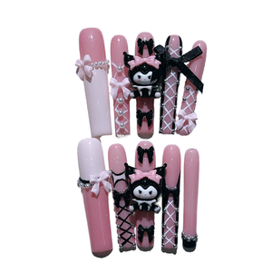 Venta al por Mayor <span class=keywords><strong>de</strong></span> Fábrica: 10 <span class=keywords><strong>Uñas</strong></span> Postizas Extra Largas con Diseño Estilo <span class=keywords><strong>Hello</strong></span> <span class=keywords><strong>Kitty</strong></span>, Hechas a Mano para Aplicación en Dedos, <span class=keywords><strong>Uñas</strong></span> a Presión - Product Image 1