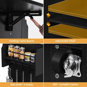 Mặt Trời Mọc bếp đảo W thép không gỉ hàng đầu, thả lá, thanh chỗ ngồi, Ổ cắm điện, 42 "xách tay cán trung tâm đảo W ngăn kéo - Product Image 6