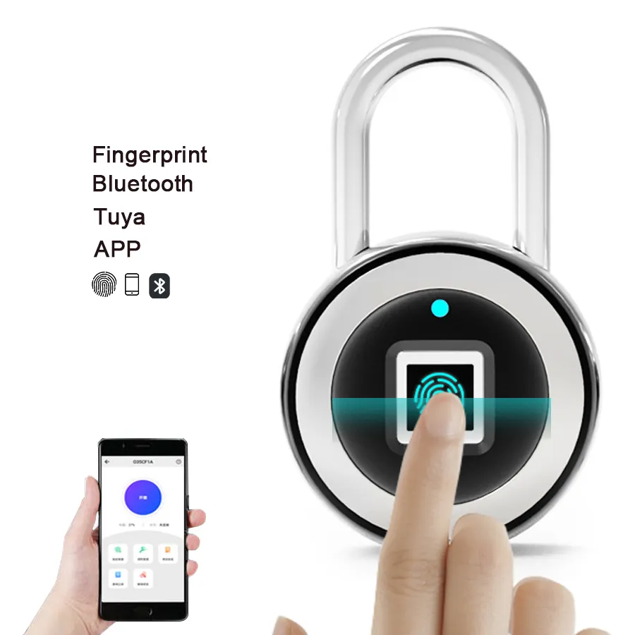 Tuya IP65 Waterproof USB Phone APP Remote Thumbprint Padlock Small Electronic Fingerprint Bluetooth Smart Cabinet Locks