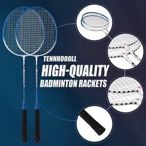 Wellcold Raket Bulu Tangkis T-joint, Raket Badminton Kumparan/Kelelawar Set untuk Permainan Luar Ruangan