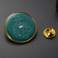 Pins de revers personnalisés en métal transparent de forme circulaire avec dôme en époxy imprimé