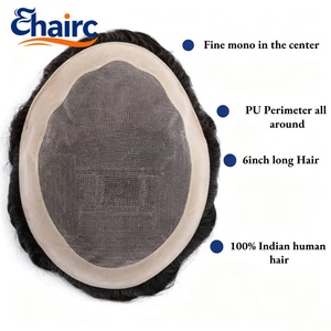 Sistema Capilar Mono Duradero para Hombres, 100% Cabello Humano, Ligero, Transpirable, Aspecto <span class=keywords><strong>Natural</strong></span>, para Uso Diario, Venta al Por Mayor - Product Image 3