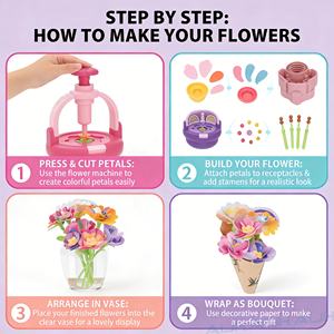 Kit de Máquina para Hacer Flores AiJH, Set de Manualidades para Niños, Venta al Por Mayor, Logotipo Personalizado, Juguete Educativo STEM de Flores de Tela - Product Image 2