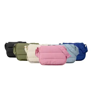 Großhandel leichte weiche Crossbody-Tasche einfarbige Damen-Tasche Polyester Morandi farbige Schultertasche mit breitem Riemen