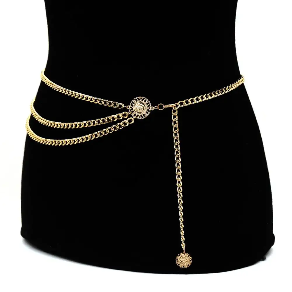 Fashion Gold Alloy Multi-layer Exaggerated Body Chain Female Adjustable Alloy Waist Chain Belt