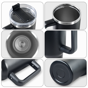 الأكثر مبيعًا كوب مطلي بالمسحوق 40 أونصة بمقبض مخصص 40 أونصة مزدوج الجدار فراغ مع مقبض وقش - Product Image 3