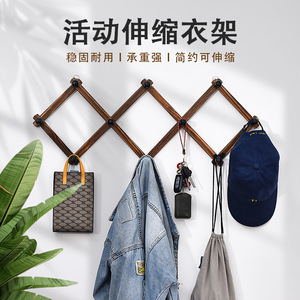 Nordic <b>wooden</b> telescopic clothes rack, door folding <b>coat</b> rack, movable <b>coat</b> <b>hook</b>, wall-mounted clothes rack, custom-made. - Product Image 4
