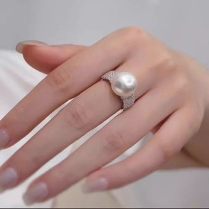 10696DIY Accesorios de Perlas, Anillo de Plata S925, Base Vacía para Joyería de Plata de Moda con Cuentas Redondas de 5-7 mm - Product Image 2