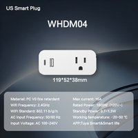 Stop Kontak Pintar Terlaris Pemantau Energi WiFi Colokan US 16A Tuya Kontrol Suara Alexa Timer Kontrol Grup 1800W 0.7-1.3W PC
