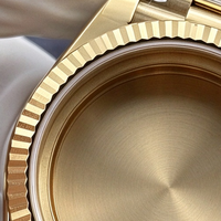 Premium Maßgefertigtes 18K Vergoldetes 316L Edelstahl-Uhrengehäuse 'President' Stil Armband-Set für Taucheruhren Inklusive Geriffeltem Band