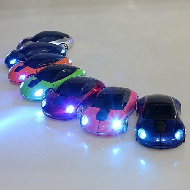 Creative 3D USB Optical ABS Car-Shaped Wireless Mouse LED Mini Gaming Battery for PC Laptop Promotional Gift for Car Enthusiasts