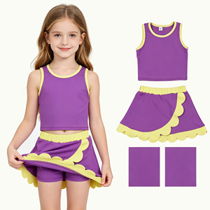 Vestido de algodón sin mangas con volantes azules para niñas pequeñas, estilo A-line, mini top sin mangas, cuello redondo, transpirable y de ajuste holgado para verano. - Product Image 3