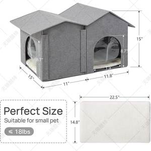 Casa para Gatos Callejeros Impermeable, Lavable y Desmontable de Doble Apertura en Color Gris, Gran Venta - Product Image 2