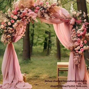 XinLan Rideaux de fond transparents simples en polyester <span class=keywords><strong>blanc</strong></span> pour arche de <span class=keywords><strong>mariage</strong></span>, décoration extérieure, fêtes et plafonds - Product Image 4