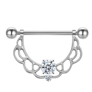 G23 <span class=keywords><strong>Titanium</strong></span> Tepelstaven Heldere Kristallen Tepelpiercing Barsieraden Vrouwen Body Piercing <span class=keywords><strong>Bar</strong></span> 14G - Product Image 2
