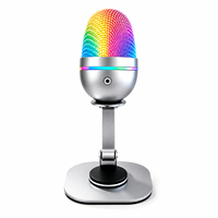 Microphone de bureau professionnel RVB coloré avec support pour karaoké, jeux, chat vocal et diffusion en direct