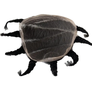 Jet Black Afro Cornrow trenzado Topper indio Remy caja corta sin nudos trenzas peluca <span class=keywords><strong>para</strong></span> hombres piezas de cabello tupé encaje suizo completo - Product Image 2