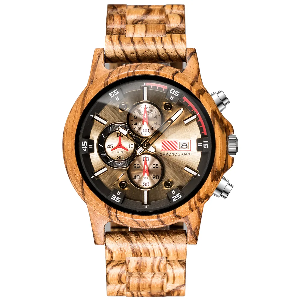 Reloj de pulsera de madera pura para hombre, totalmente automático, de acero, mecánico, nuevo