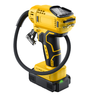 Compresseur d'Air Portable Bi-Tension 20V/12V pour Pneus de Voiture avec Arrêt Automatique, 150 PSI, Gonflage Rapide, Kit d'Urgence, Jaune