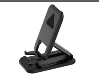 Support de téléphone et tablette pliable en alliage de zinc et ABS PC, design flexible multi-angle réglable, base en silicone lestée antidérapante