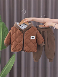 Vêtements pour enfants garçons velours ensemble automne hiver vêtements garçons Cool et beau bébé <span class=keywords><strong>gilet</strong></span> polaire chaud veste trois pièces ensemble - Product Image 3