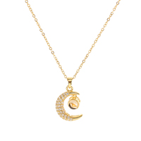 Cadeau du Jour de Valentine 100 langues JE t'aime collier de projection 18k avec zircon lune pendentif collier de projection