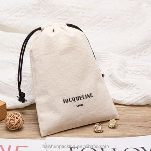 High Quality Recyclable 100% Cotton Canvas Pouch With Custom Logo for Dust <b>Bag</b> Clothing Packaging With Double <b>String</b> - Product Image 4