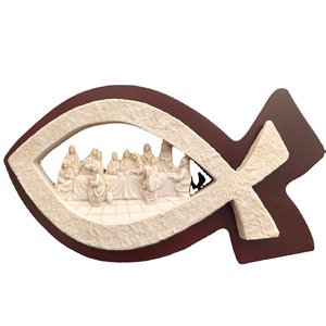 Exquises décorations de table en résine en forme de poisson, thème Cène, ensemble cinq gâteaux deux poissons pour Noël et Thanksgiving - Product Image 5