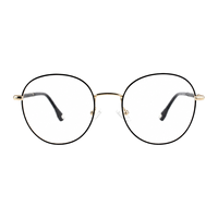 Montures de lunettes rondes en métal rétro modernes pour femmes, montures optiques minimalistes bicolores, fines, légères, de haute qualité