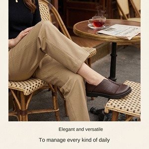 Fashionable Genuine Leather Women's <b>Shoes</b> for Spring and Summer, Casual and Versatile, <b>Soft</b> Soled Single <b>Shoes</b>, One Step on - Product Image 3