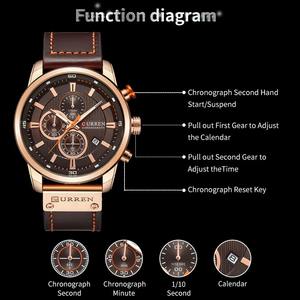Montres pour hommes de luxe en gros pour le dropshipping, avec calendrier, chronographe à quartz et bracelet en cuir - Product Image 3