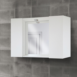 Specchio Nordico Bianco da 80 CM con Faretto LED - Product Image 1