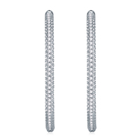 Boucles d'oreilles créoles en argent sterling 925 avec grande moissanite pour femmes et hommes, entièrement pavées de micro-moissanites, style diamant glacé