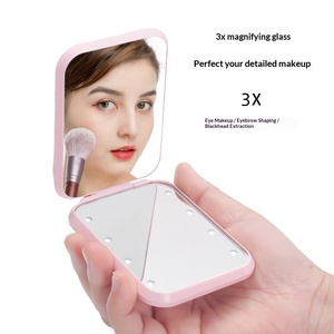 Espejo de Maquillaje LED de Aluminio ABS, con Batería, Aumento 2x, Doble Cara, Portátil, Plegable, Ideal para Regalo - Product Image 1
