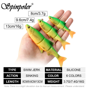 Señuelo de Pesca Spinpoler, Cuerpo Segmentado, Swimbait Shad, Jerkbait Suave, Minnow, 3 Secciones, Cola Bifurcada, para Pesca en Agua Salada, Lubina, <span class=keywords><strong>Trucha</strong></span> - Product Image 2