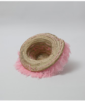 Chapeau en paille de palmier Pandanus tissé à la main, style tribu marocaine, avec des glands